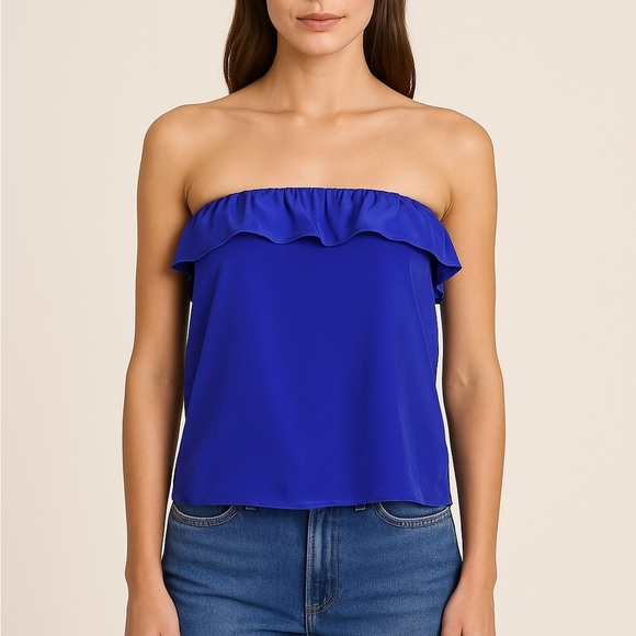 AMANDA UPRICHARD Sleeveless Silk Ruffle Top - Picture 2 of 7